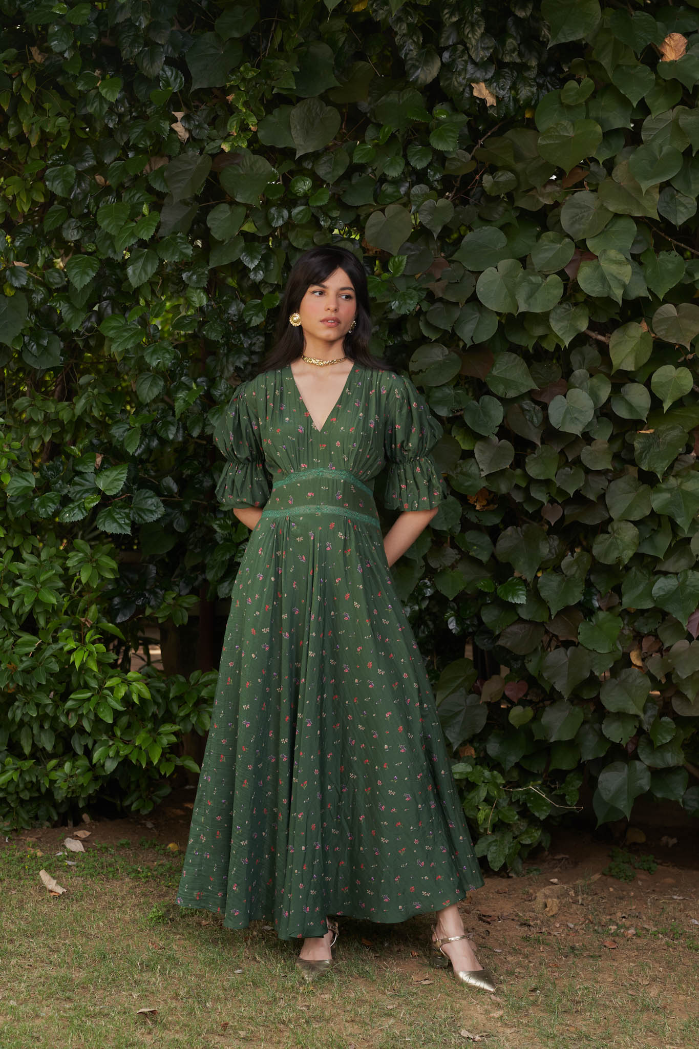 forest fairy dress Schiffli metal with long tulle Color:M-Ivory Blooming Updates: Unveiling New