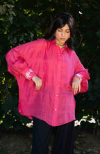 Load image into Gallery viewer, White Rose Silk Shirt