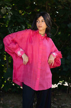 Load image into Gallery viewer, White Rose Silk Shirt