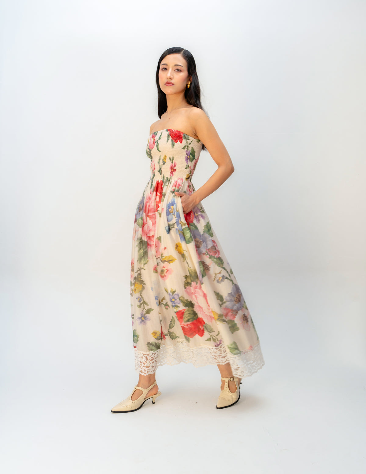 Apricot Veil Dress