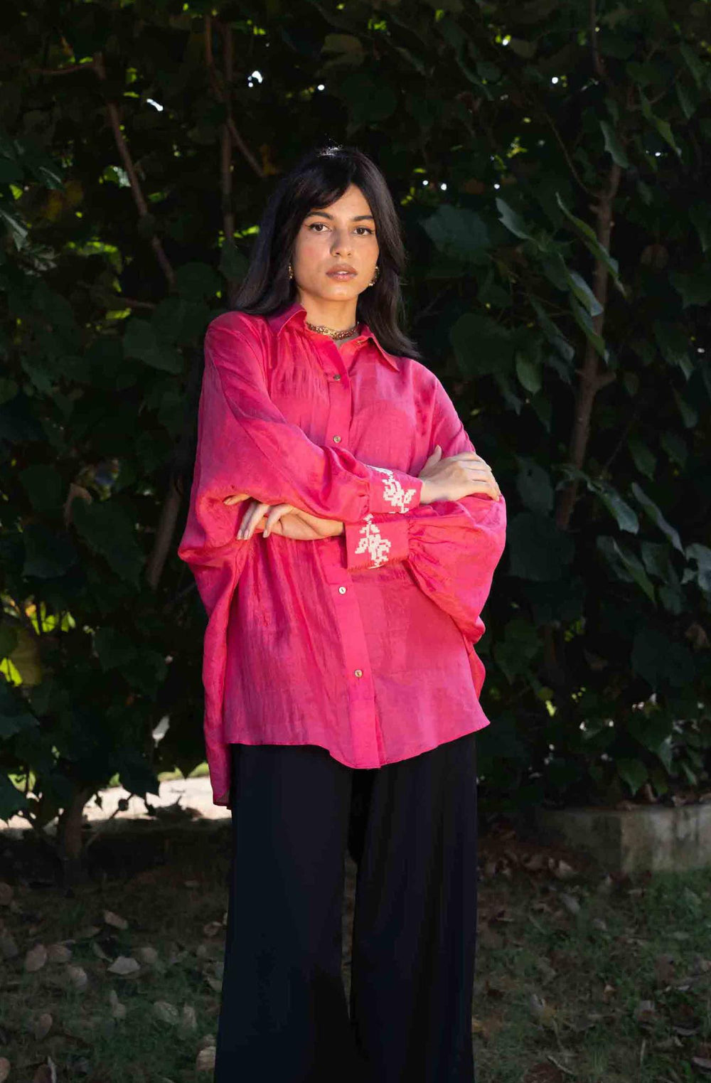 White Rose Silk Shirt
