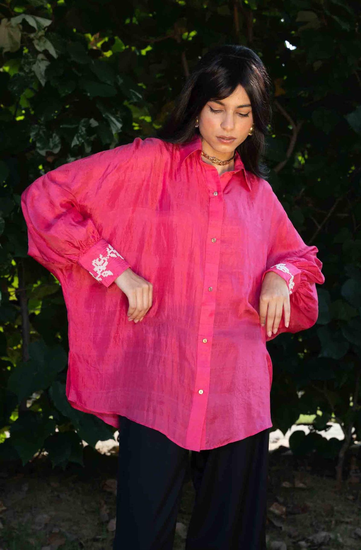 White Rose Silk Shirt